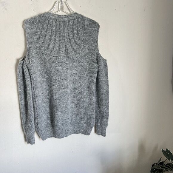 AllSaints Sweater Cold Shoulder Gray Wool Mohair Wool Blend Pullover Small New - Picture 3 of 5